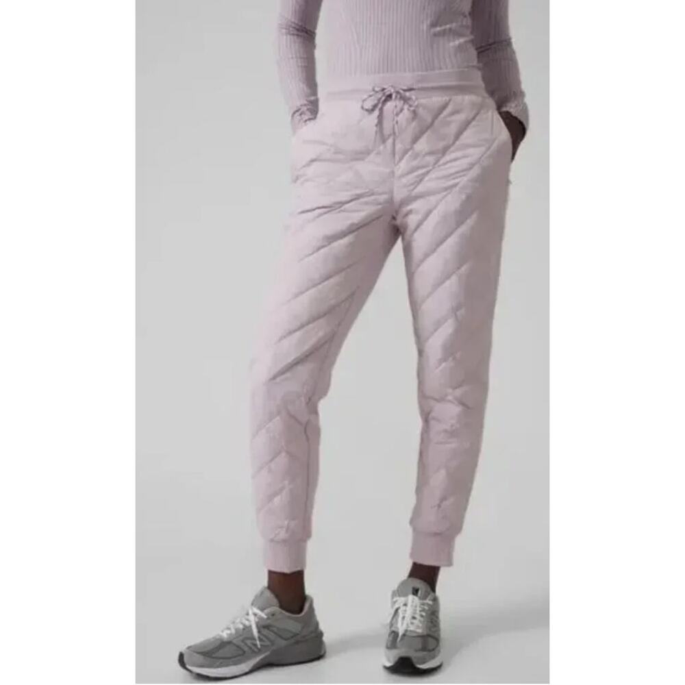 Athleta Apres Ski Goose Down Jogger Pants Women 8 Purple EUC Quilted 2459